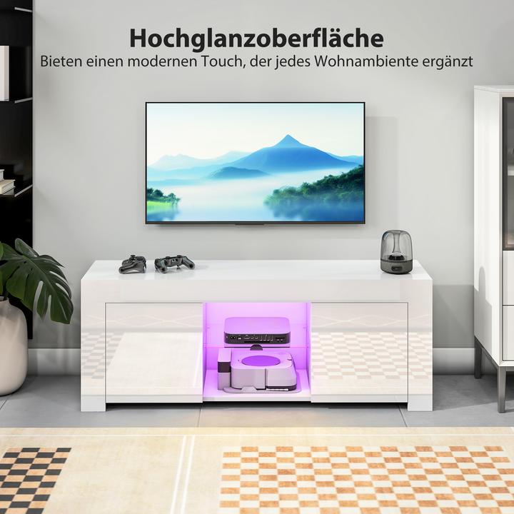 Produktbild Homcom TV Schrank Spanplatte, Glas Weiss (34 x 34 x 45 cm)