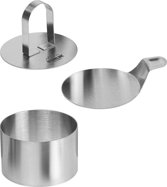 Actual product image Stoneline Dessert rings and food rings set, 8 pieces, stainless steel, 6 rings, 1 lifter, 1 punch, round