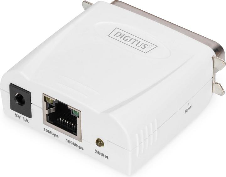 Actual product image Digitus Fast Ethernet print server 1xParallel 1xRJ-45 incl. power supply unit