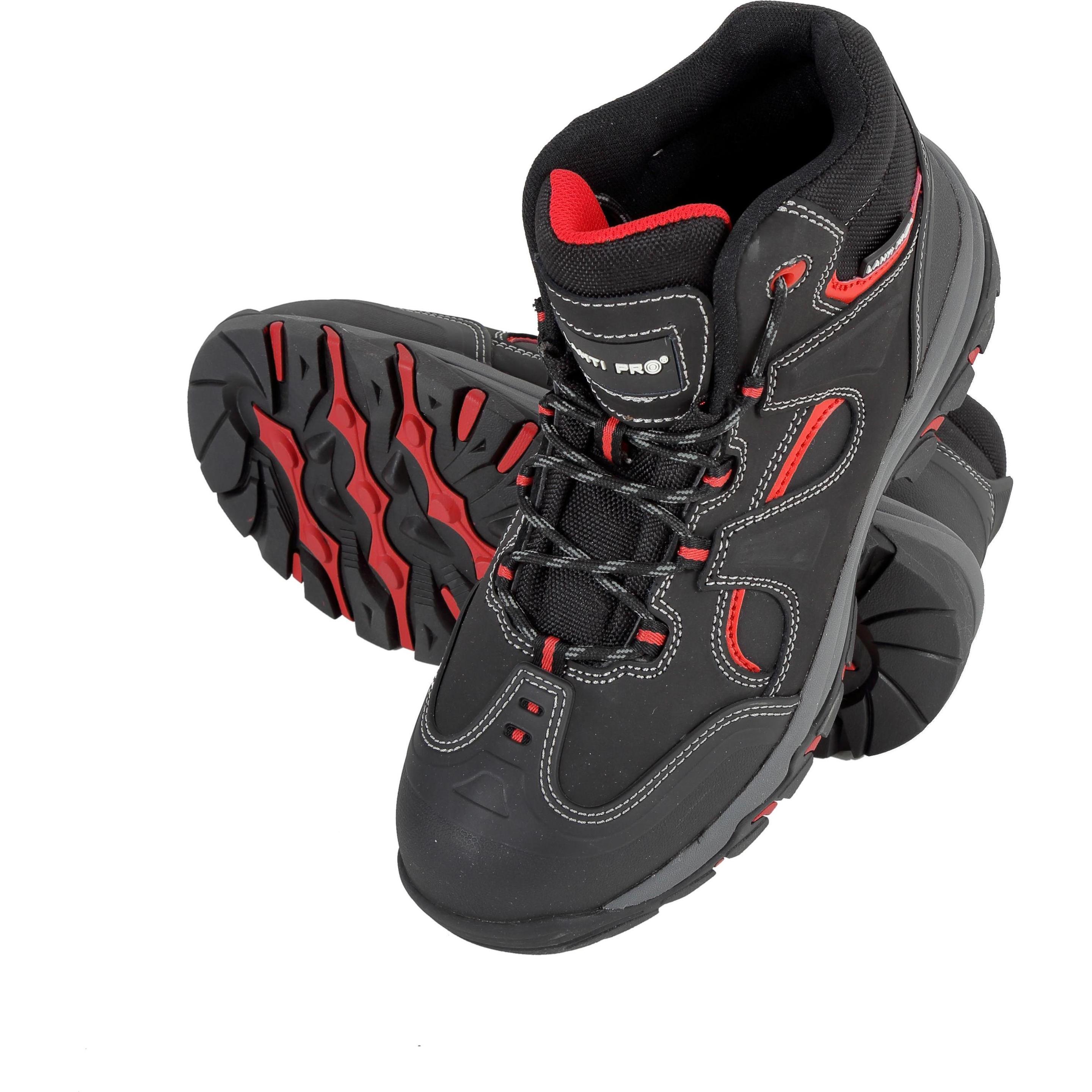 Lahti Pro, Sicherheitsschuhe, Black and red nubuck shoes, s3 sra, "43", ce, lahti (S3, 43)