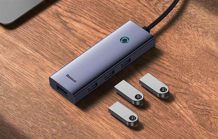 Produktbild Baseus 6in1 Hub UltraJoy USB-C für HDMI4K@60Hz+4xUSB 3.0+PD (Space Grey) (6 Ports)