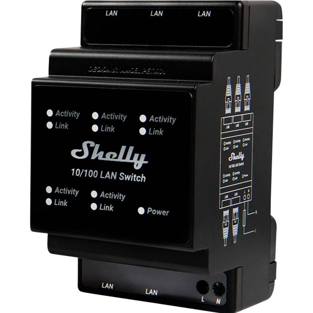 Shelly LAN Switch (5 Ports), Netzwerk Switch, Schwarz