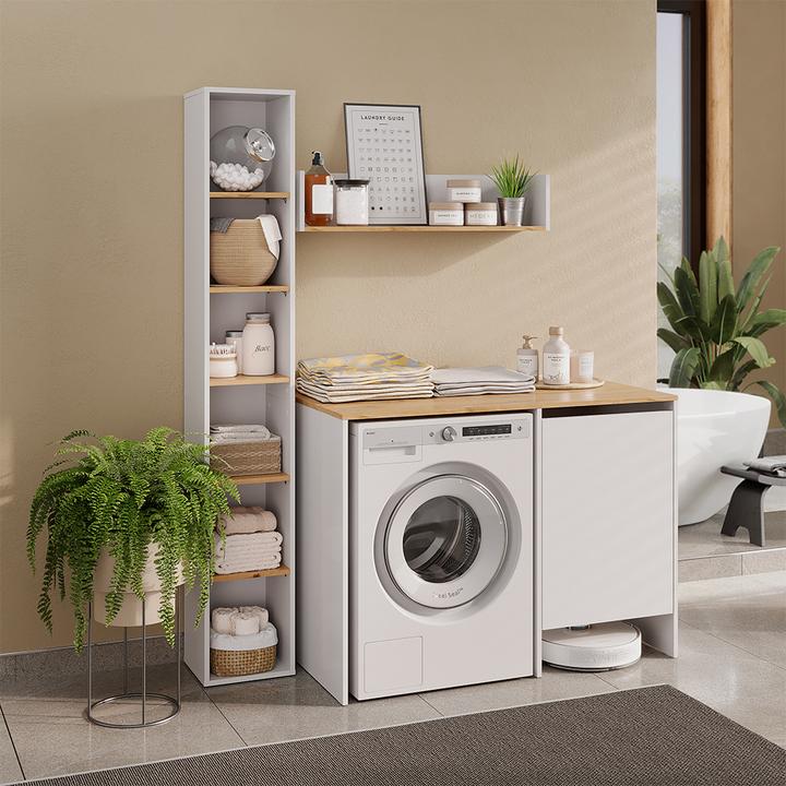 Actual product image Vicco Washing machine cabinet Viktor, White/Artisan oak, 119.6 x 88.2 cm with 1 door