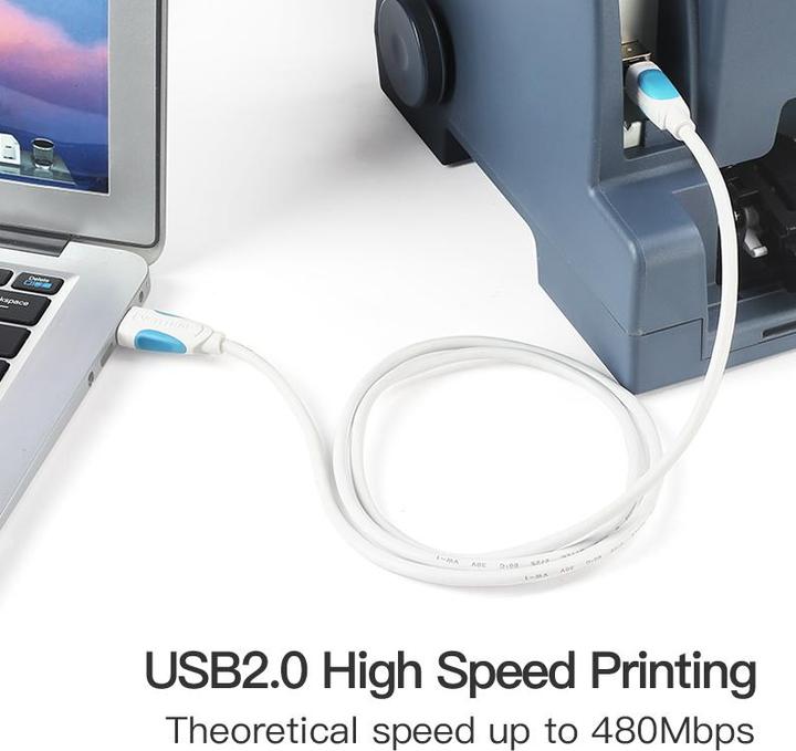 Produktbild Vention USB 2.0 Kabel Typ A-B, schwarz - 2m (2 m, USB 2.0)