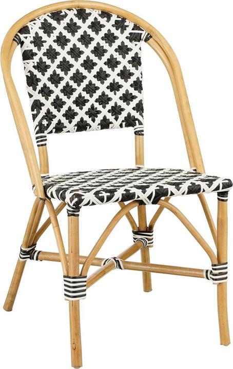 Mica Decorations Glimmerdekorationen Mandox Bistro Stuhl - L51 x B57 x H90 cm - Rattan - Schwarz, Weiss