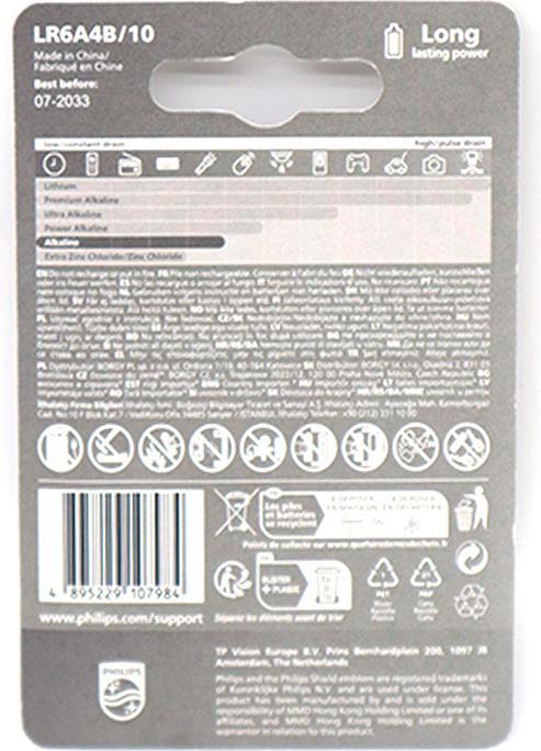 Produktbild Philips Alkaline Pila AA Lr6 Blister*4 (4 Stk., AA)