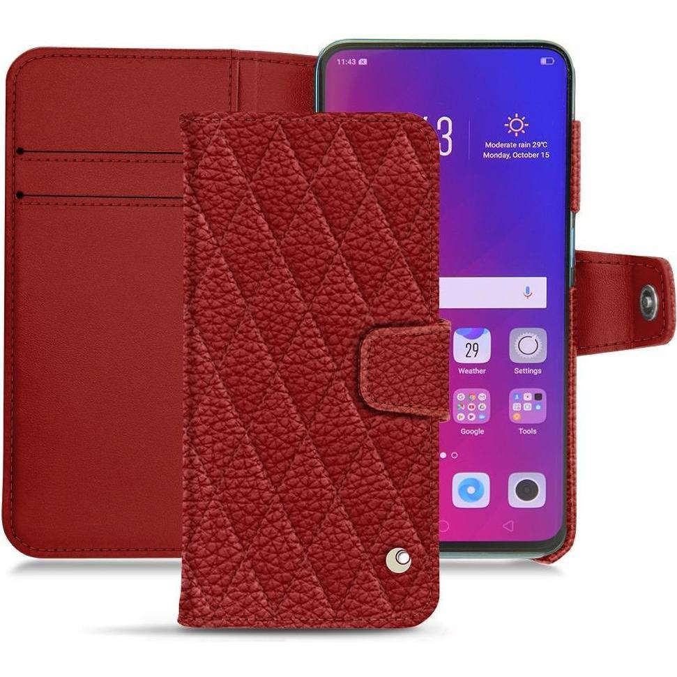 Thumbnail - Noreve Lederschutzhülle Wallet (Oppo Find X), Smartphone Hülle, Rot