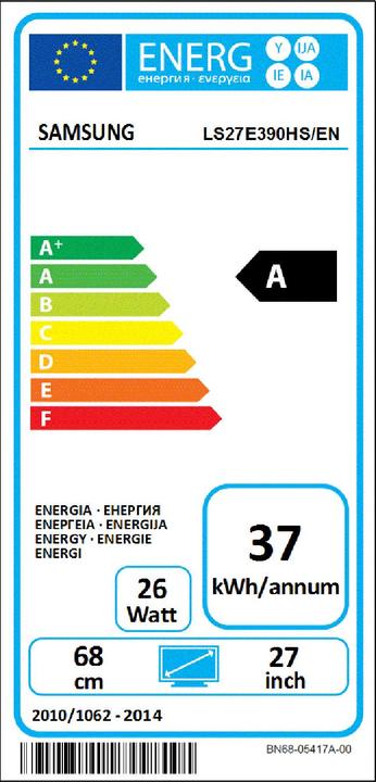 Energie-Label Samsung S27e390h (1920 x 1080 Pixel, 27")