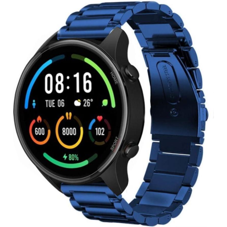 Strap-it Stahlarmband (Edelstahl, Xiaomi Mi Watch), Uhrenarmband, Blau