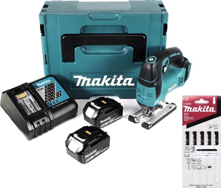 Produktbild Makita DJV 182 RTJ Akku Pendelhubstichsäge 18V Brushless + 2x Akku 5,0Ah + Ladegerät + 8x Sägeblatt