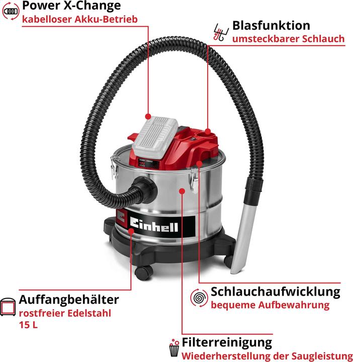 Produktbild Einhell TE-AV 18/15 Li C Power X-Change (Aschesauger)