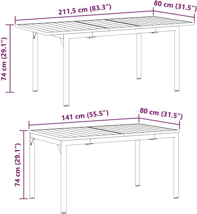 Produktbild vidaXL Moderner Terrassentisch (180 x 80 x 74 cm)