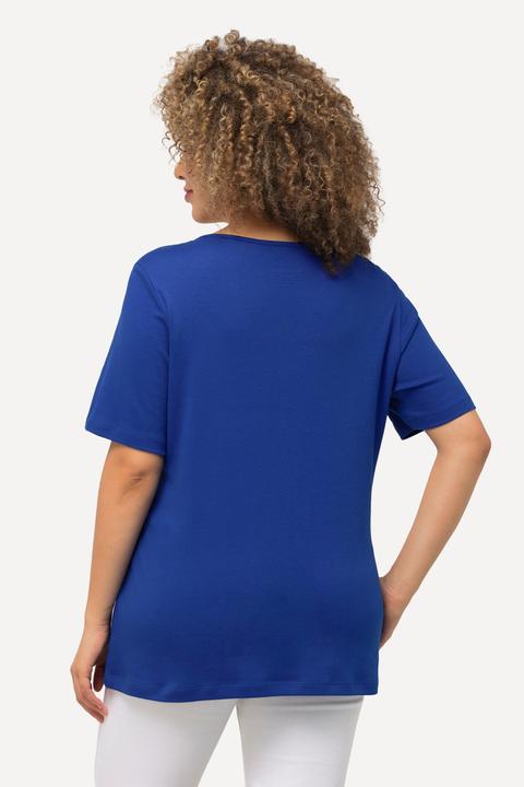 Actual product image Ulla Popken Double Layer Rounded V-Neck Slim Fit Tee (62)