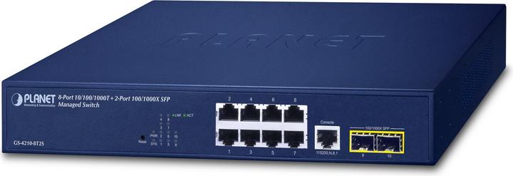 Actual product image Planet 10/100/1000T + 2-Port Managed L2/L4 Gigabit Ethernet (10/100/1000) 1U Blue (10 ports)
