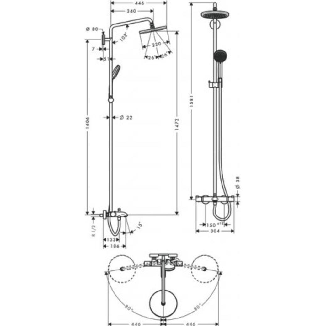 Thumbnail - hansgrohe, Duschsystem, Croma Duschsystem Chrom