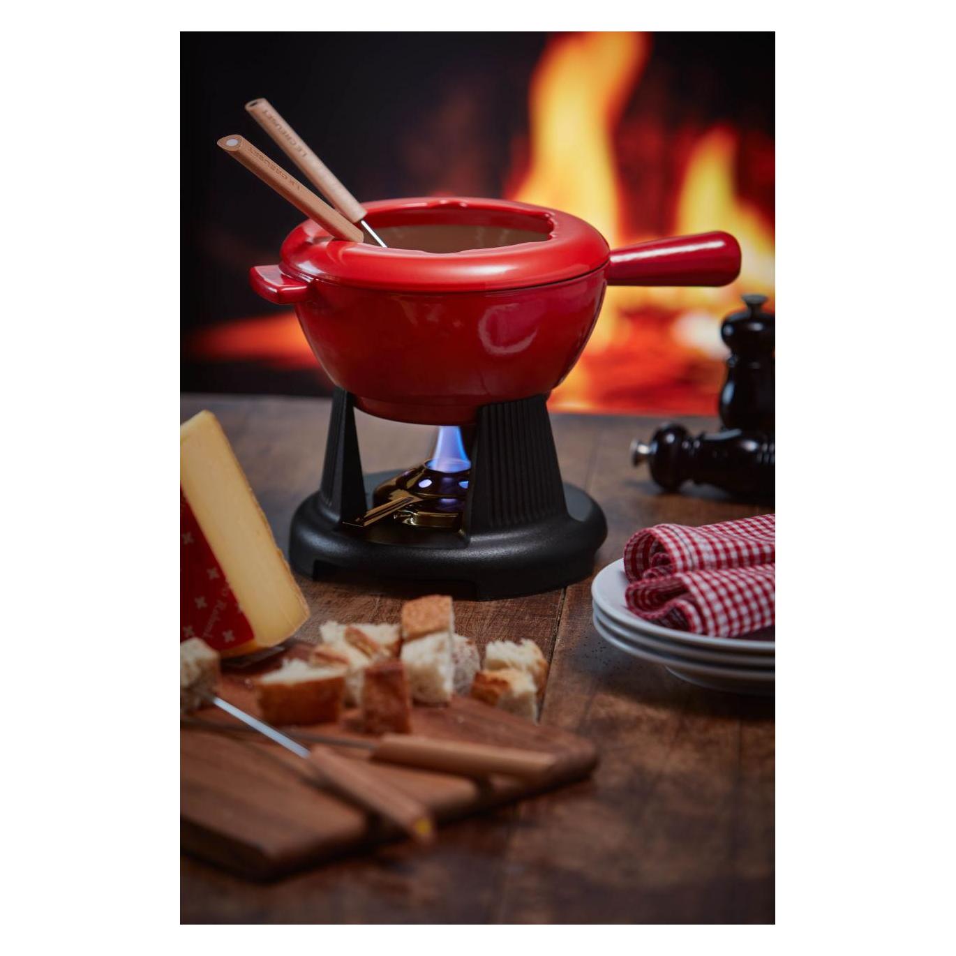 Service à Fondue Le Creuset D'Occasion - Caquelon + Support + 6 Fourchettes