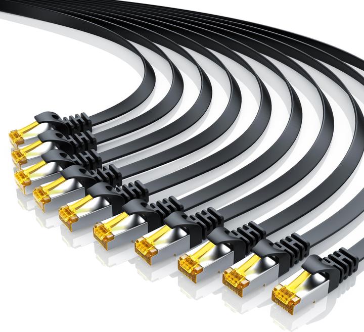 Produktbild Primewire CAT.7 Netzwerkkabel flach - Ethernet Gigabit Lan Kabel RJ45 - Patchkabel - komp. CAT.5 CAT.6 CAT.8 (U/FTP, CAT7, 1 m)