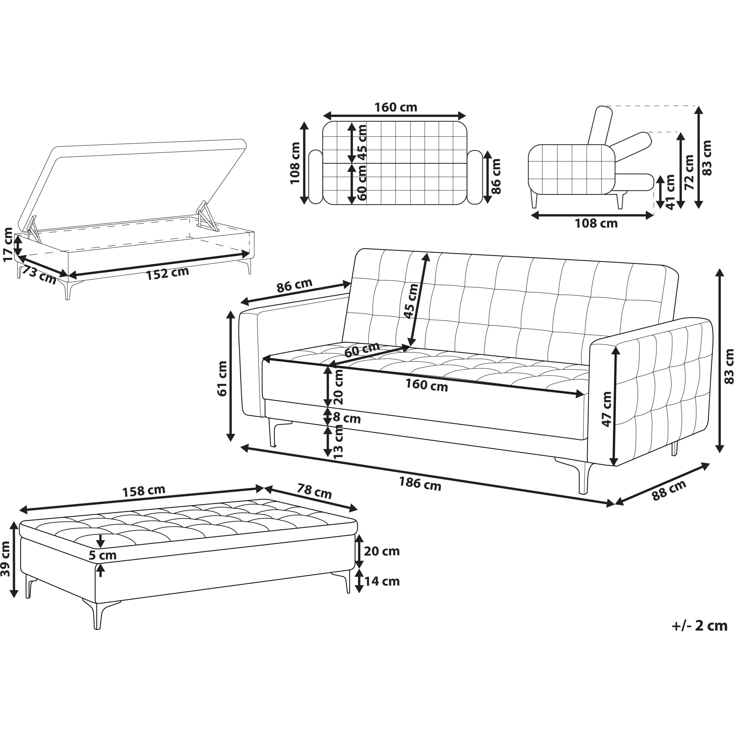 Thumbnail - Beliani, Sofa, Aberdeen (3-Sitzer)
