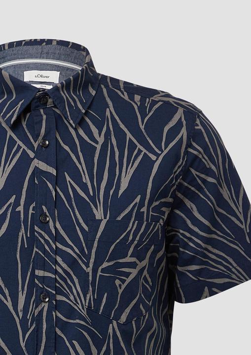 Immagine prodotto s.Oliver Hemd Slim Fit: Gemustertes Kurzarmhemd mit Kentkragen (M)