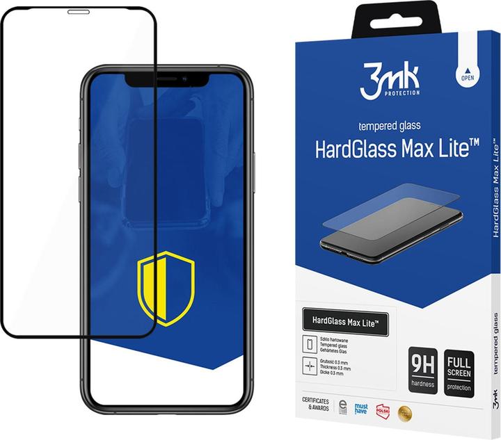 3MK HardGlass Max Lite for iPhone Xr / 11 black frame (1 pcs, Apple iPhone XR)