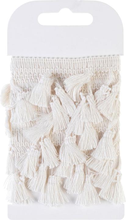 Hobby Fun Textile ribbon tassels 35 mm x 1 m, Crème