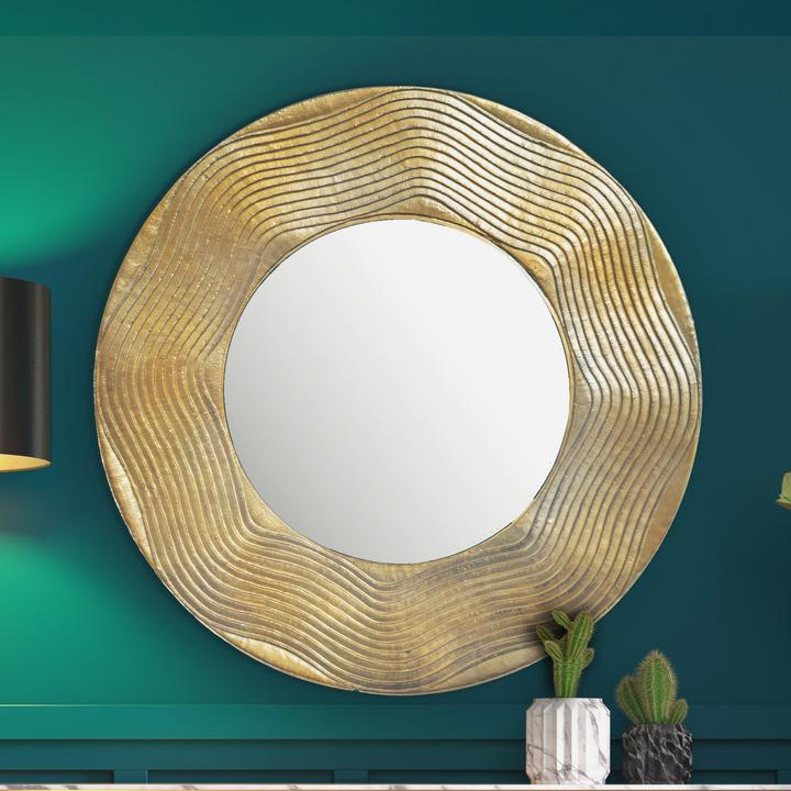 Actual product image FineBuy Wall mirror hallway mirror round metal 74 cm mirror hallway hanging mirror (Ø 3 cm)