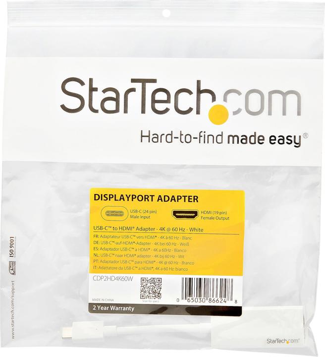 Produktbild StarTech USB-C zu HDMI Adapter - USB Typ C zu HDMI Konverter für Computer mit USB - 4K 60Hz - Weiss (HDMI, 15 cm)