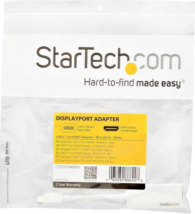 Actual product image StarTech USB-C to HDMI Adapter - USB Type C to HDMI Converter for Computer with USB - 4K 60Hz - White (HDMI, 15 cm)