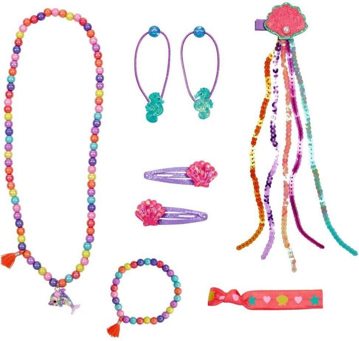 Produktbild Schmuckset in Aufbewahrungsbox Nella Nixe (Metall und Stoff / Aufbewahrungsbox mit Schuber, Anhänger aus Kunststoff, Perlen aus Kunststoff)