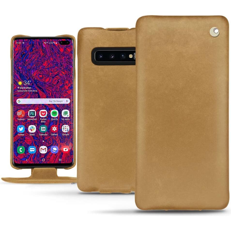 Thumbnail - Noreve Lederschutzhülle vertikal (Samsung Galaxy S10+), Smartphone Hülle, Braun