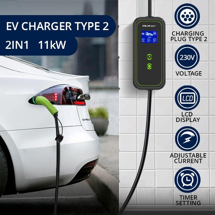 Actual product image Qoltec Mobiles EV-Ladegerät (Type 2, 11 kW, 16 A, CEE 32)