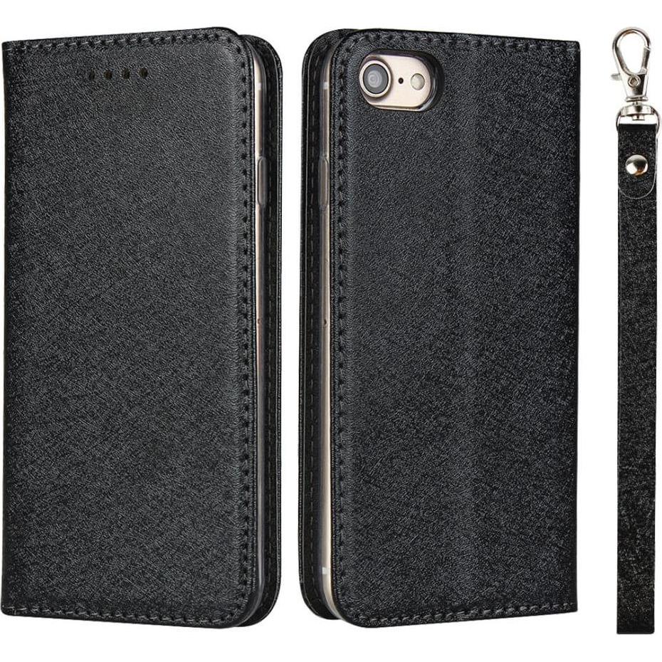 Cover-Discount iPhone SE / 8 / 7 - Silk Texture Flip Case schwarz (Apple iPhone SE (2nd Gen), Apple iPhone 7, Apple iPho...