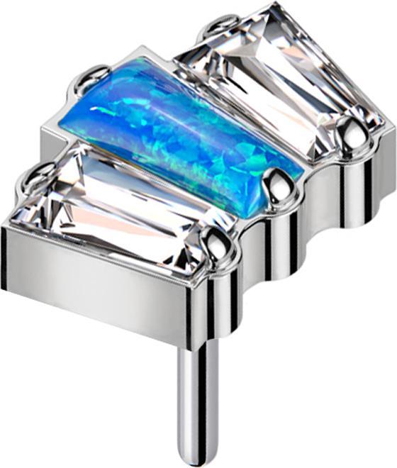 Immagine prodotto Star Piercing Tre baquette in argento senza fili, due con cristalli d'argento e una con cristalli blu opale (senza ottone, Titanio)