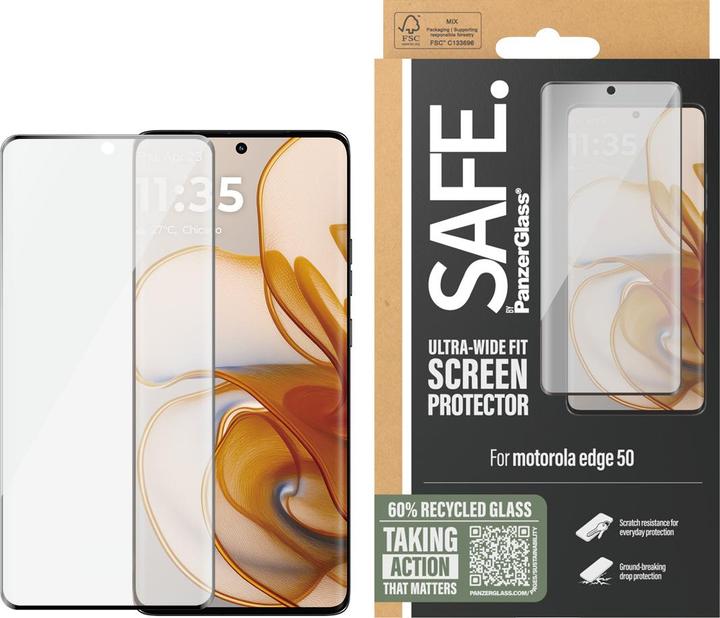 Actual product image PanzerGlass Screen Protector w. Black Frame Motorola edge 50 | Ultra-Wide Fit (1 pcs., Motorola Edge 50)