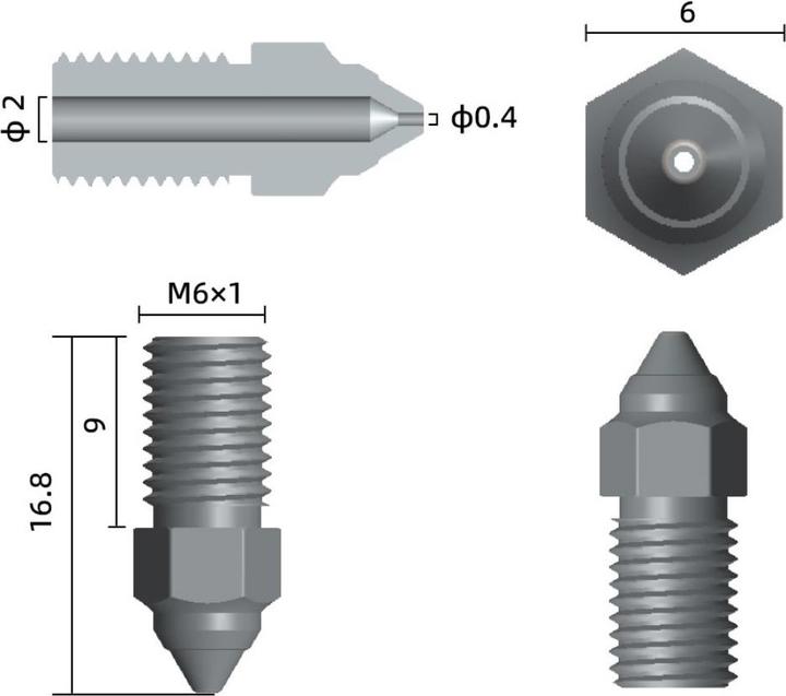 Actual product image MicroSwiss Nozzle 0.6mm for Creality Ender7 Brass Plated Wear Resistant Nozzle M2 (Blast pipe)