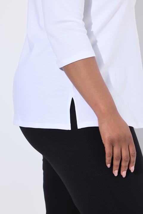 Produktbild Ulla Popken Shirt, Ziersteine, A-Linie, Rundhals, 3/4-Arm, Pima Cotton (50, 52)