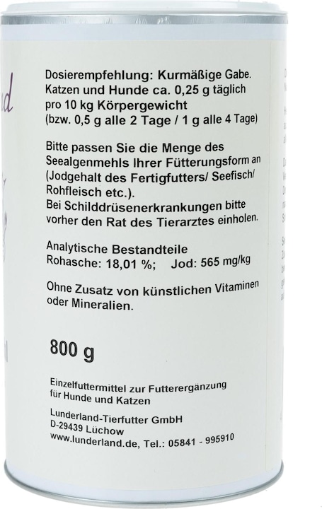 Produktbild Lunderland Hunde-Nahrungsergänzung Seealgenmehl, 800 g (1 Stk., 920 g)