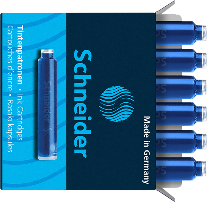 Actual product image Schneider Standard ink cartridges, suitable for and many others, royal blue, 6pcs. (Inkwell, Blue)