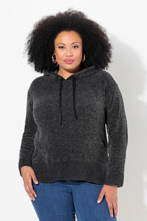 Produktbild Ulla Popken Chenille-Hoodie, Kapuze, Kordel, Langarm (50, 52)