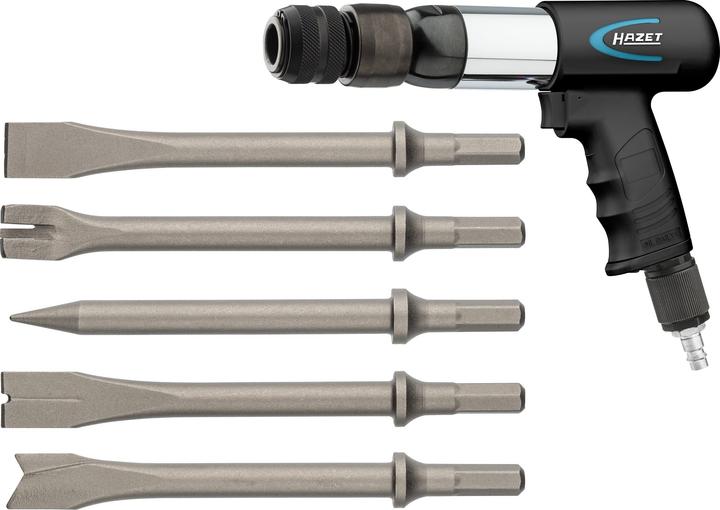 Compressed air vibration chisel HAZET 9035VH, quick-action chuck, 5-piece chisel