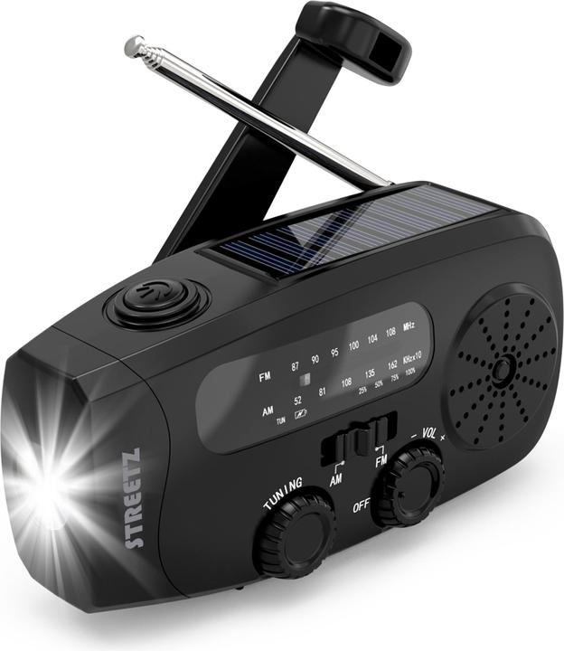 Produktbild Streetz S80 Crank Radio, solar panel, black (AM, FM)