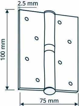 Haushalt SCHARNIERDEUR 100X75X2,5 SN NIKKEL MAT