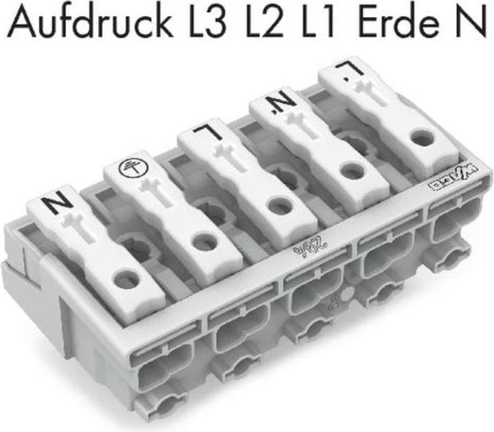 Produktbild Wago 294-5015 Netzanschlussklemme ohne PE-Kontakt mit RastfÃ¼Ãen L3-L2-L1-PE-N 5-