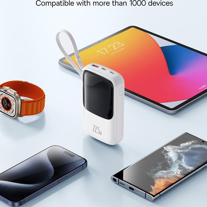 Produktbild Baseus Qpow Pro+ Power Bank 22.5W 10000mAh USB-C - White (10000 mAh, 22.50 W, 37 Wh)