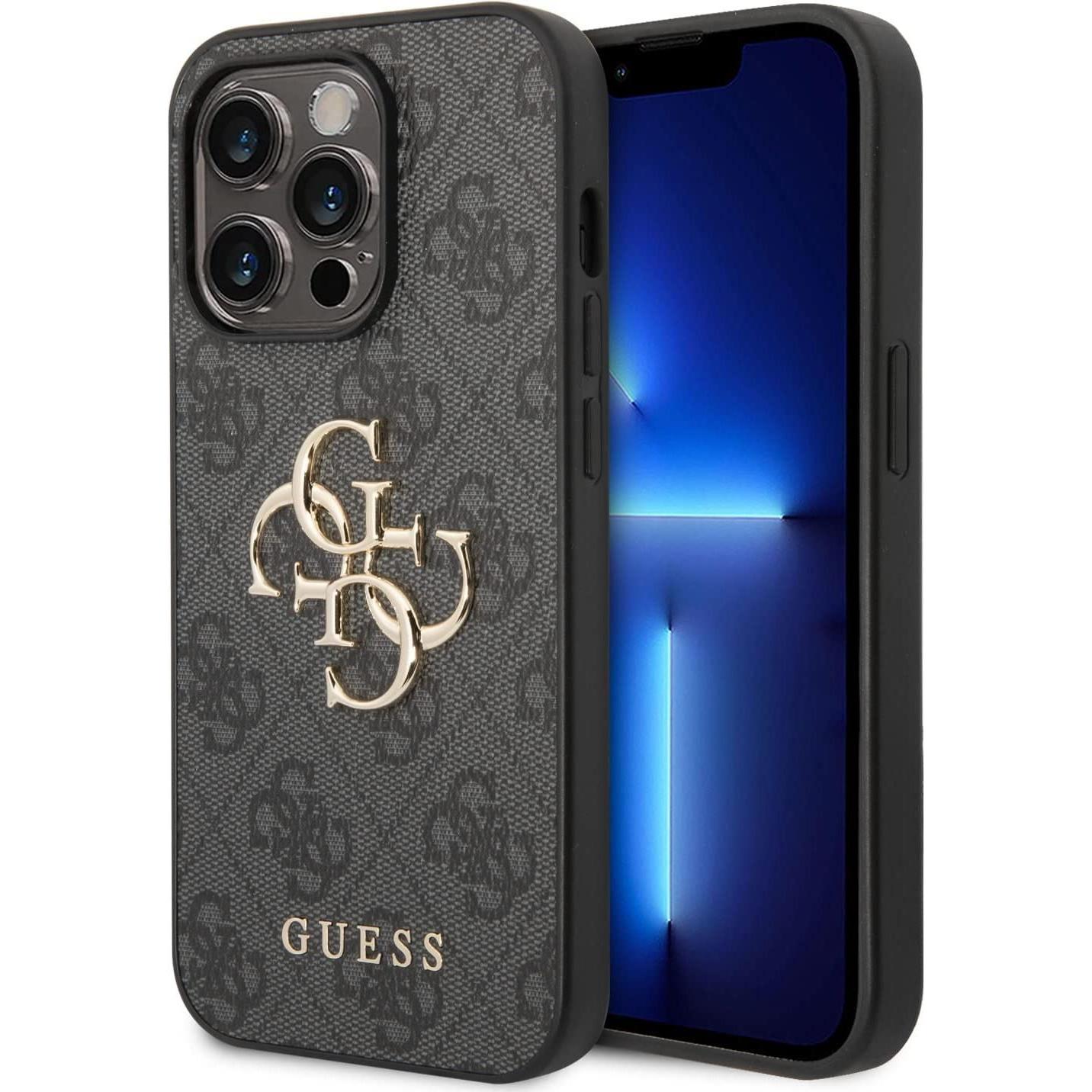 Guess GUHCP14L4GMGGR iPhone 14 Pro 6,1" szary/grey hardcase 4G Big Metal Logo (Apple iPhone 14 Pro), Smartphone Hülle, G...