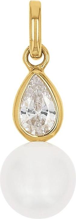 Immagine prodotto Amor Pendente da donna, oro 375, zirconi sintetici, perla d'acqua dolce coltivata (Oro 375, 9 ct)