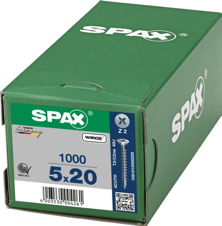 Immagine prodotto Spax Testa Svasata A Croce Z2 Completamente Filettata Wirox (1000 Viti per pezzo)