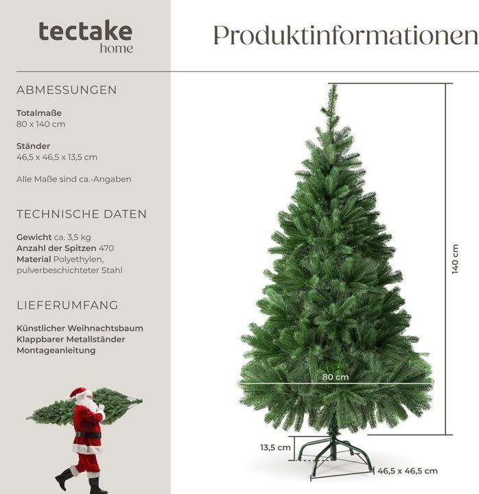 Produktbild tectake Künstlicher Weihnachtsbaum (140 cm)