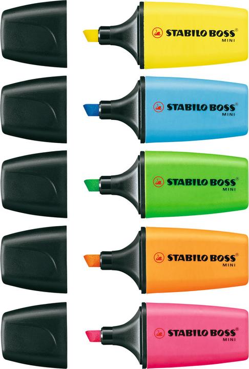 Produktbild STABILO BOSS MINI Textmarker (Orange, Blau, Grün, Gelb, Pink, 5 mm, 5 x)