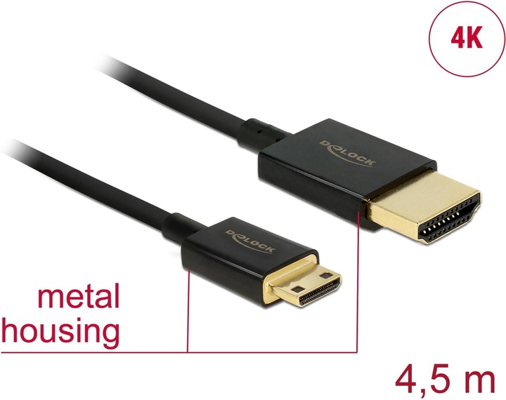 Produktbild Delock HDMI-A/HDMI Mini-C, HDMI-Kabel HDMI Typ A (Standard) HDMI Type C (Mini) (4.50 m, HDMI)